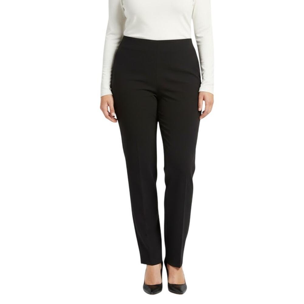 Halogen Straight Leg Side Slit Pants Black Flat Front Women 20W NWT